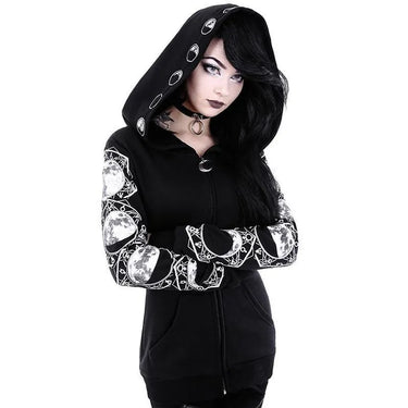 Moon Phase Gothic Punk Women's Jacket: Long Sleeve Rock Goth Fashion from NSE Imports #1.
